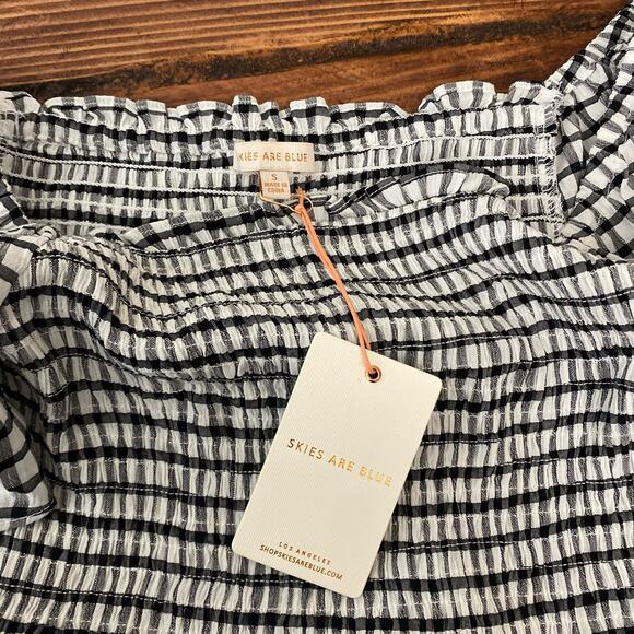 NEW Skies Are Blue Gingham Smocked Blouse Size Small - Picture 4 of 11